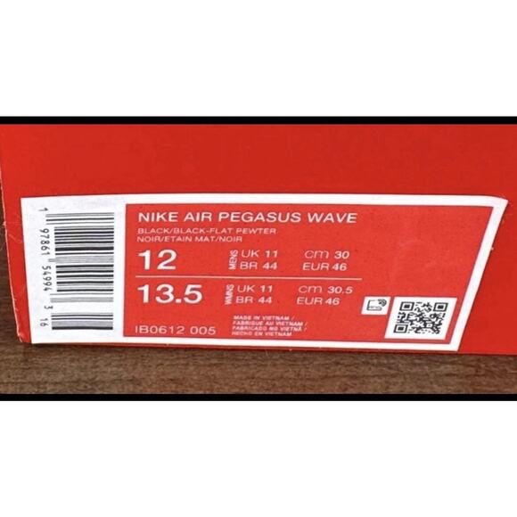 Nike Air Pegasus Wave Black Flat Pewter Safety Orange Mens Size 12 New Fast Ship - Picture 9 of 10